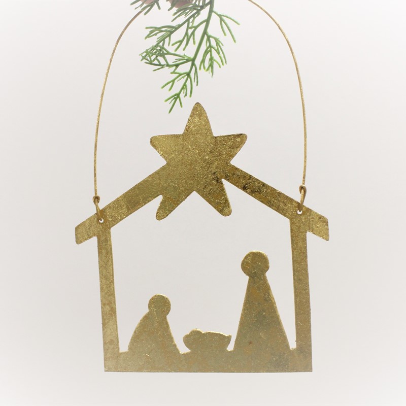 6" Gold Nativity Silhouette, Ornament JM15110