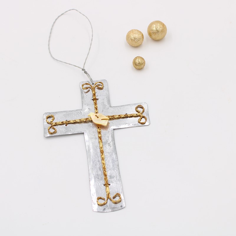 6" Silver Cross Ornament JM15260