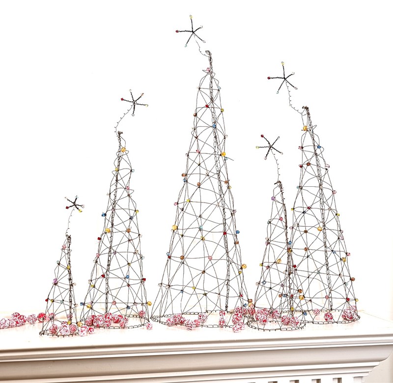 Set/5 Wire Cone Trees with Jewels  7-21" JM85590S