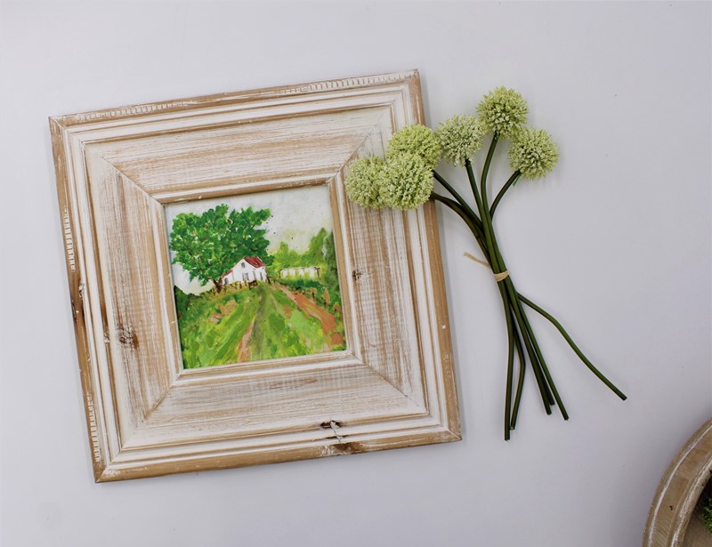 10.5x10.5x.5" Wood Framed Farmhouse Landscape ©Tawnya Norton, 3" wood frame TN2017