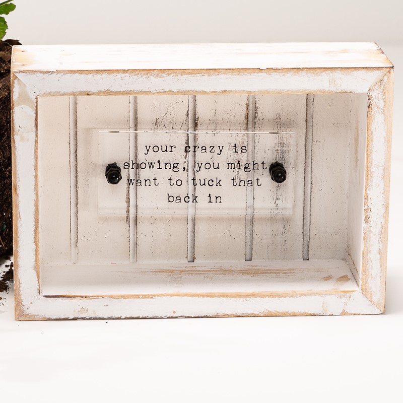 6.5x4.5x2" Your Crazy is Showing Box Sign, Wood with Acrylic HD6036