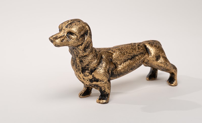 6.5x3.5x1.75" Gold Cast Iron Dachschund HD6052