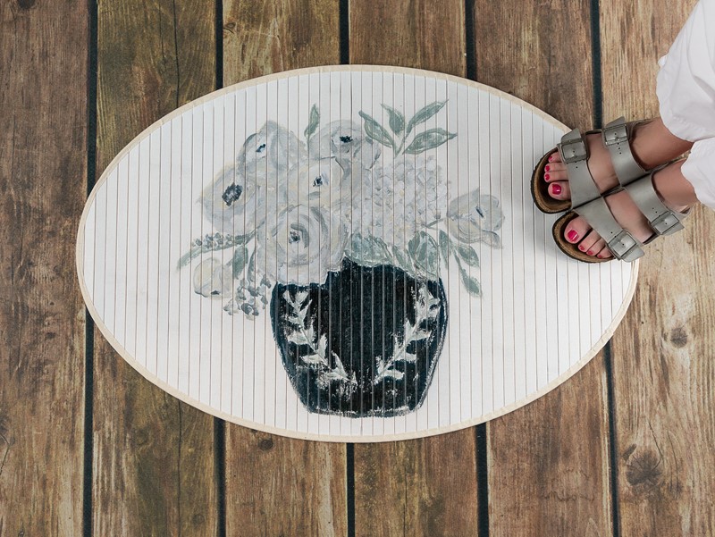 35x24" Oval Bamboo Mat, Sepia Floral ©Tawnya Norton TN2020