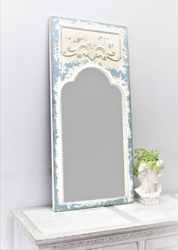 20x42" Heavily Distressed Blue/White Mirror HD6344