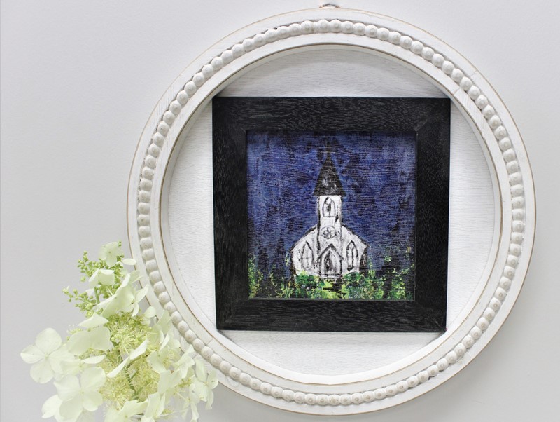 12x1" Round Layered Wood Wall Décor, Navy Church ©Tawnya Norton TN1504