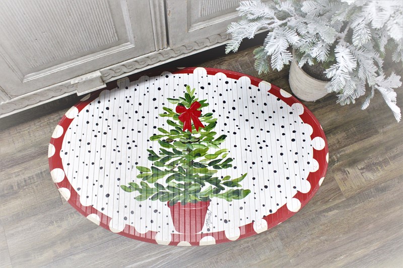 35x24" Oval Bamboo Mat, Tree Topiary ©Haley Bush HBX1072