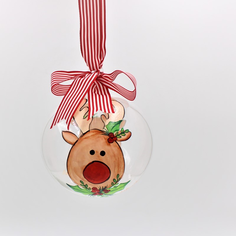 5" Handpainted Glass Ornament, Reindeer ©Haley Bush HBX1094