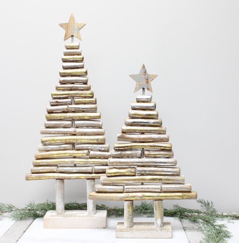 12x24" Driftwood Tree with Star, Silver/Gold Leafing CM5699