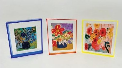 Acrylic Tabletop Art, Floral, 10x10", 8.5x10", 3 Assorted ©Juliet Meeks WM3014A