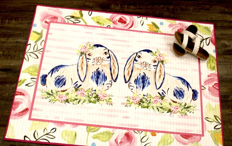 47x35" Bamboo Mat, Bunny Blossoms ©Haley Bush HB2038