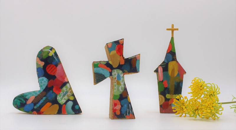 Handpainted Wood Cutout Block, 3 Assorted, see sizes ©Jill Alford JA1001A