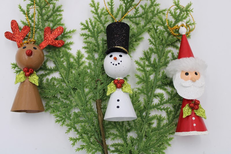 3.75" Metal Ornament, Deer/Santa/Snowman, 3 assorted CM1018A