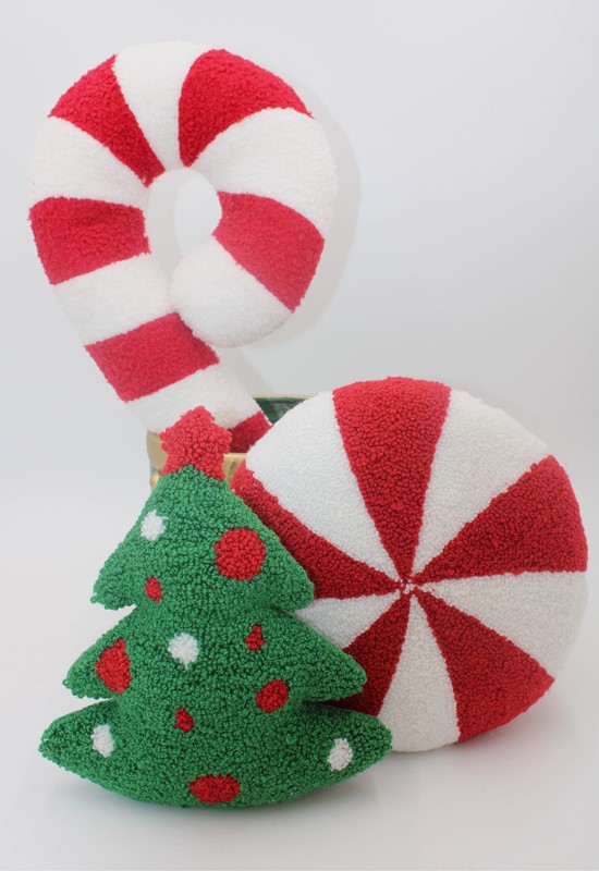 12" Round Hooked Pillow, Peppermint CM1280