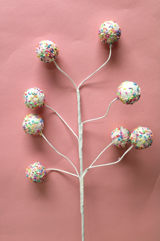 21.65" White Cake Pop Spray w/ Multicolor Sprinkles CM1114