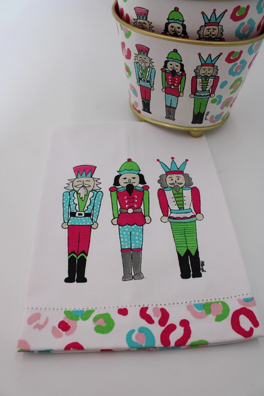13x20" Handpainted Tea Towel, Bright Toy Soldier Trio ©Haley Bush HBX1203