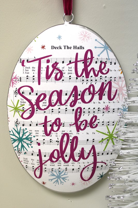 6x9" Oval Metal Disc Ornament, Tis The Season To Be Jolly ©Joylark Studio JLX4005