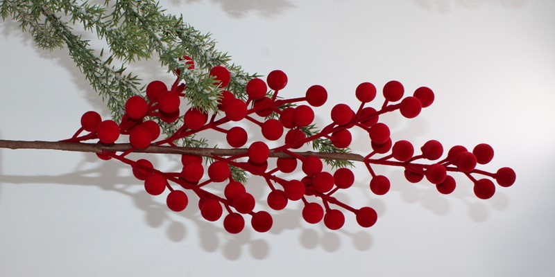38" Burgundy Flocked Berry Stem CM1111