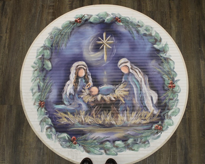 36" Round Bamboo Mat, Holy Family Midnight Sky ©Dana Shoops DSX6016