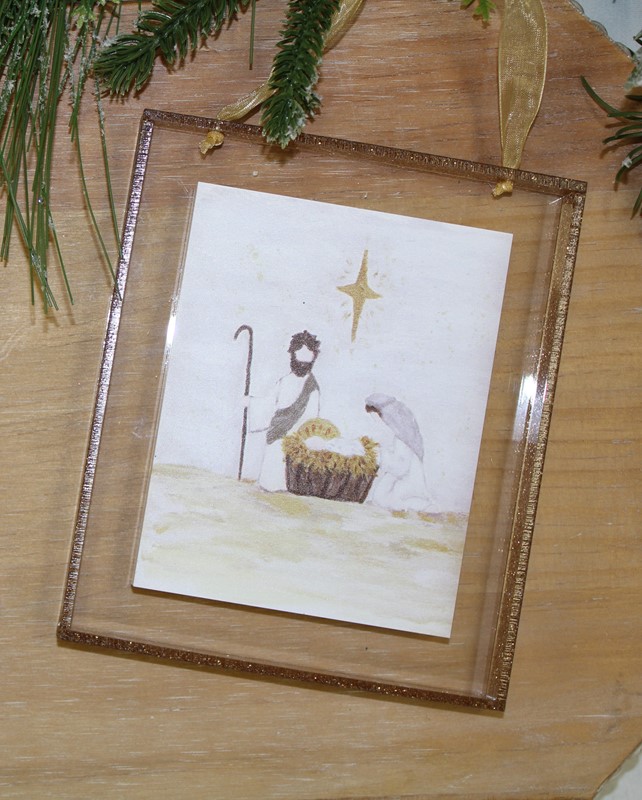 5x6" Acrylic Ornament w/ Glitter Frame, Holy Family ©Tawnya Norton TNX3034