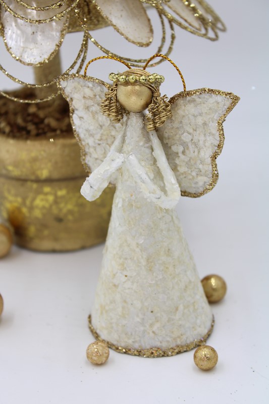 3x4.25" Capiz Angel Ornament, Glittered Edge CM1229