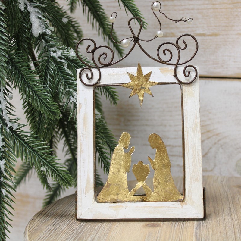 4.5x7.25" Framed Gold Leafed Holy Family Silhouette, Tabletop JM9325