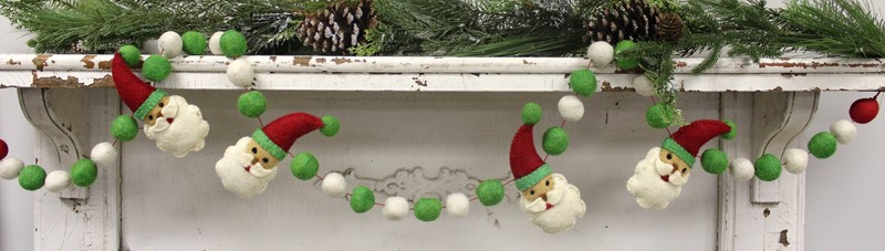 68" Handmade Wool Santa Garland CM1319