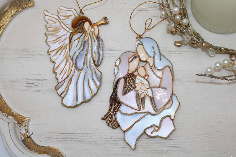 3.25x5" Handpainted Molded Metal Ornament, 2 asst'd ©Savannah McClain SMX1316A