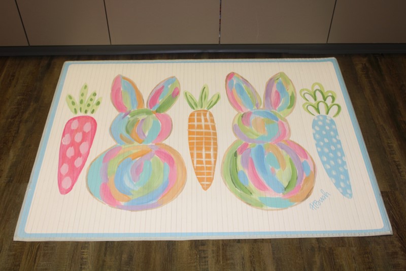 47x35" Bamboo Mat, Bright Bunnies and Carrots ©Haley Bush HB1001