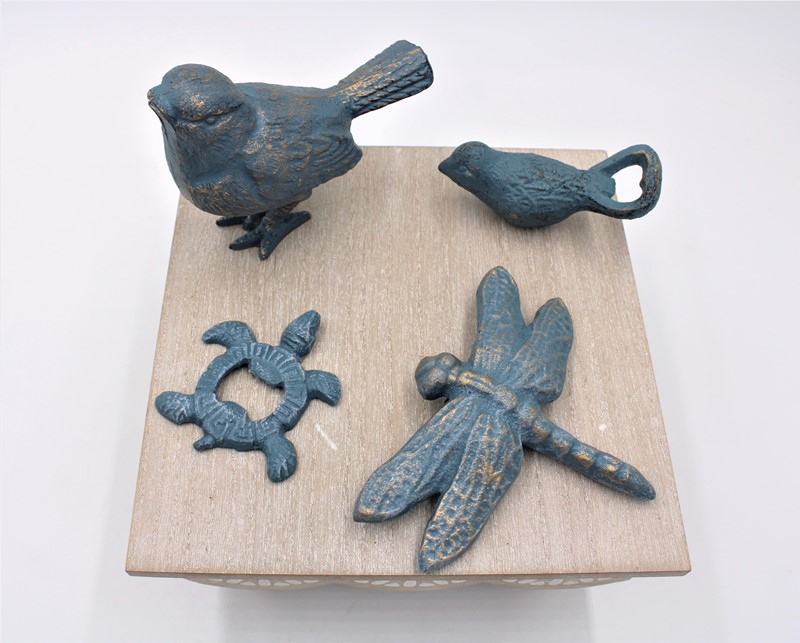 4.2x1.7x1.9" Cast Iron Blue Bird Bottle Opener, Gold Wash HD7105