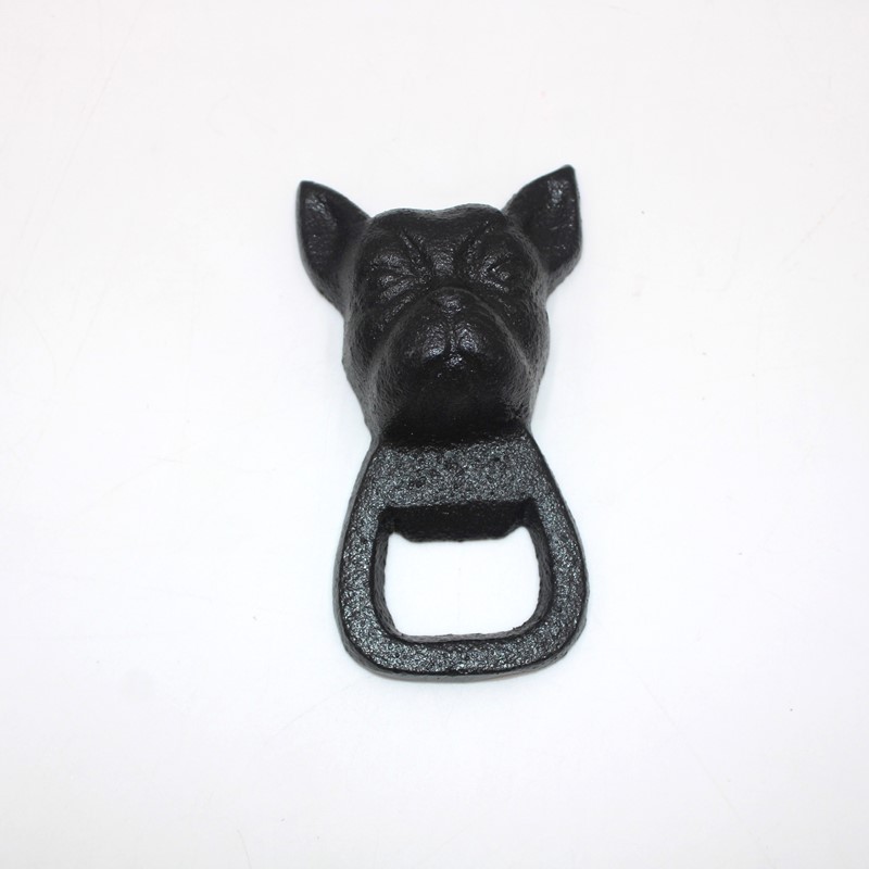 2x1.2x4" Cast Iron Frenchie Bottle Opener, Black HD7106