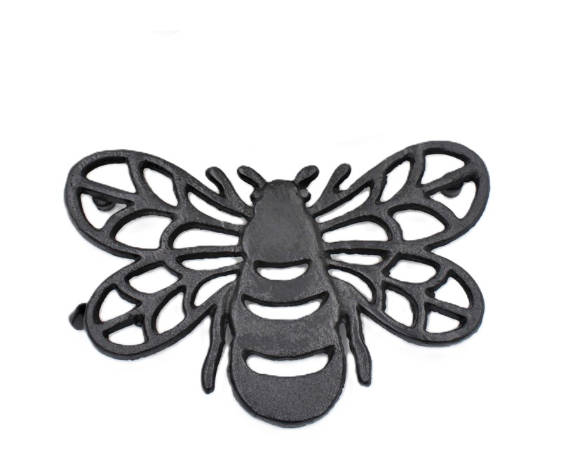 8x5.5" Cast Iron Bee Trivet, Black HD7133