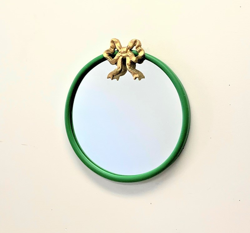 12x1.4" Round Green Mirror with Iron Bow HD7152
