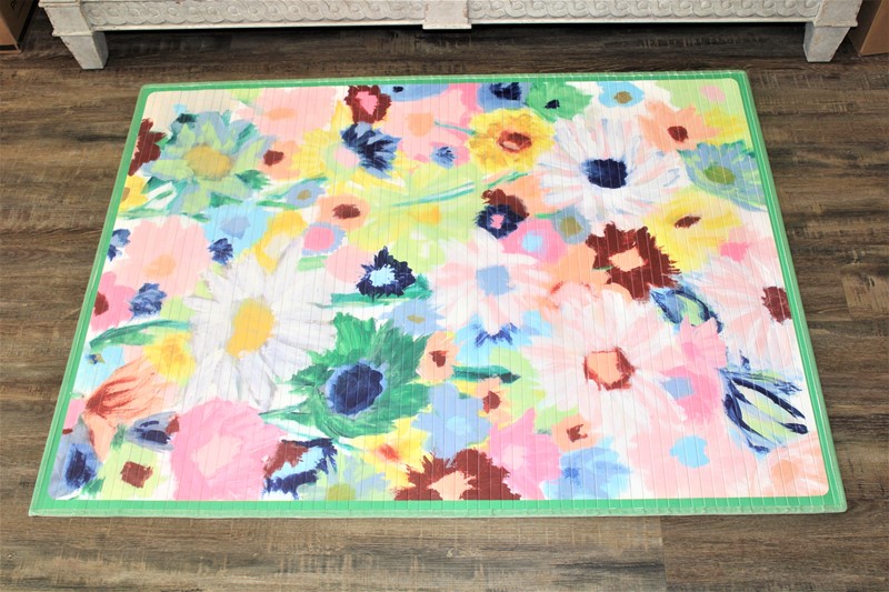 47x35" Bamboo Mat, Flower Power Abstract Floral ©Tawnya Norton TN2113