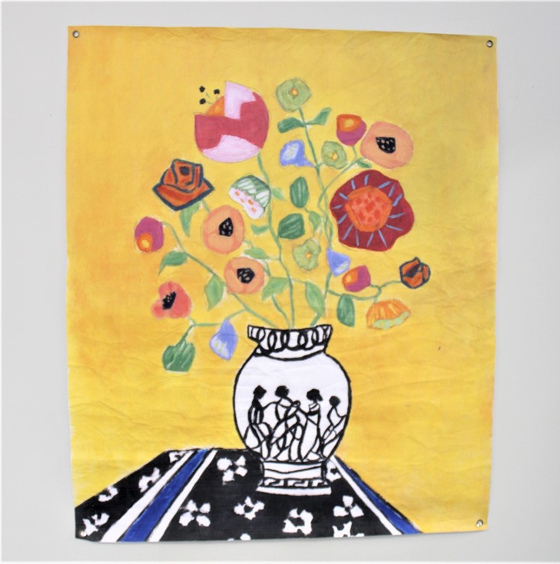 38x46" Art Paper, Modern Vase on Table with Poppies ©Tawnya Norton TN2124