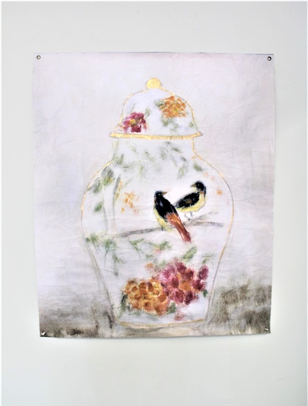 38x46" Art Paper, Ginger Jar with Birds and Flowers ©Tawnya Norton TN2127
