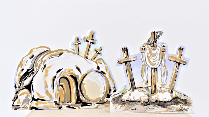 Cutout Wood Table Décor, Empty Tomb/Three Crosses, 2 assorted ©Dana Shoops DS3001A