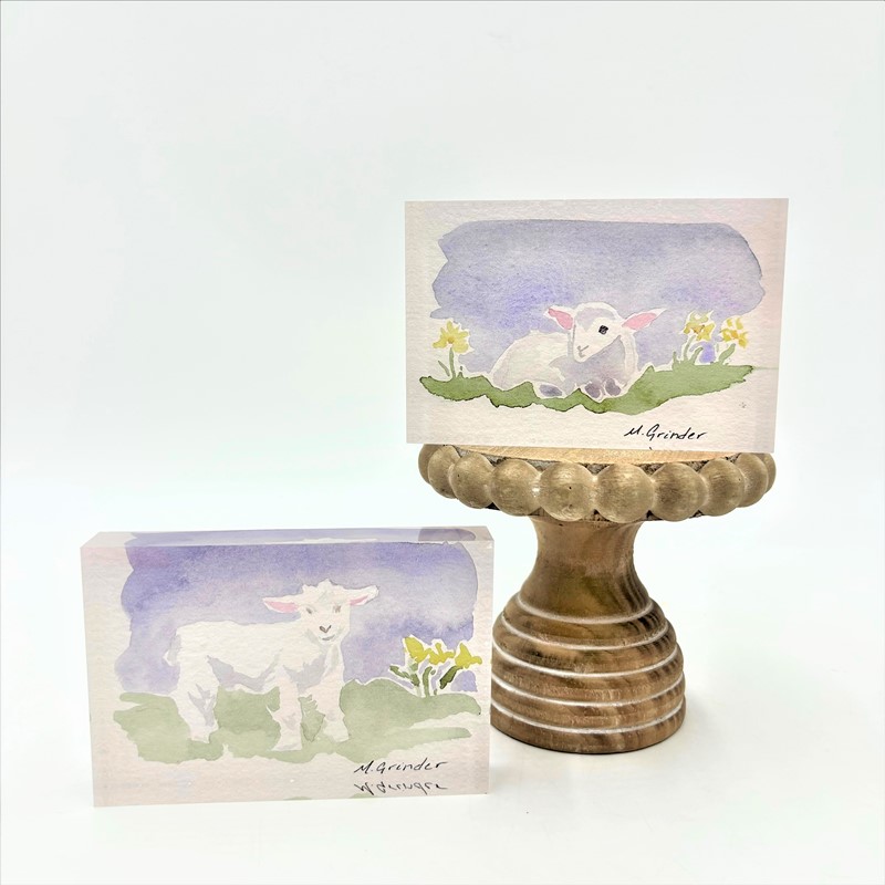 4.5x.8x3" Acrylic Block Sign, Watercolor Lamb, 2 assorted ©Megan Grinder MG1017A
