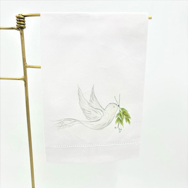 13x20" Handpainted Tea Towel, Dove ©Tawnya Norton TN2165