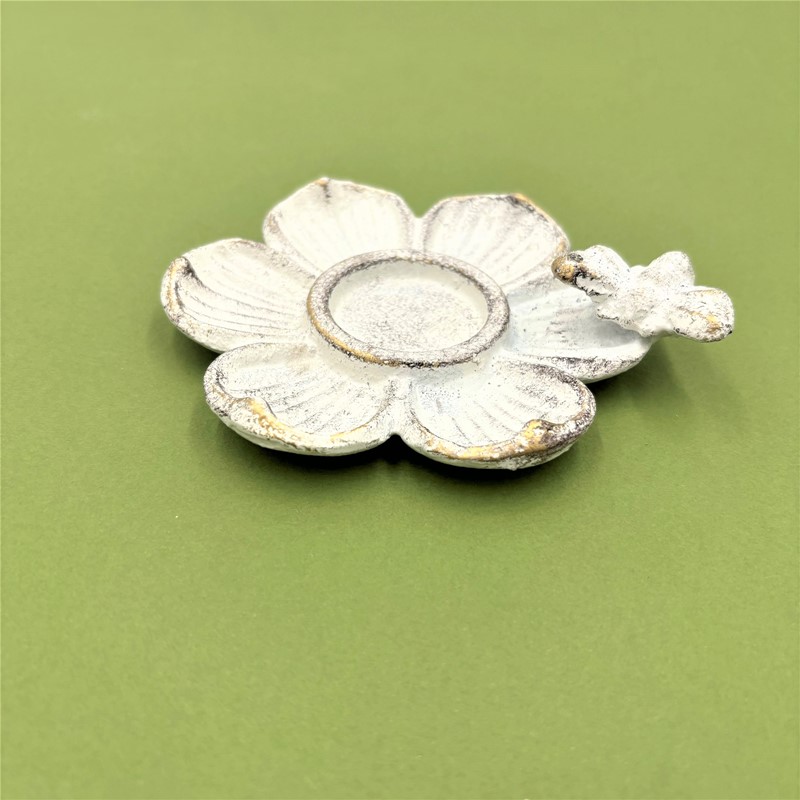 5x.9x4.25" Cast Iron Flower Tealight Holder with Bee HD7229