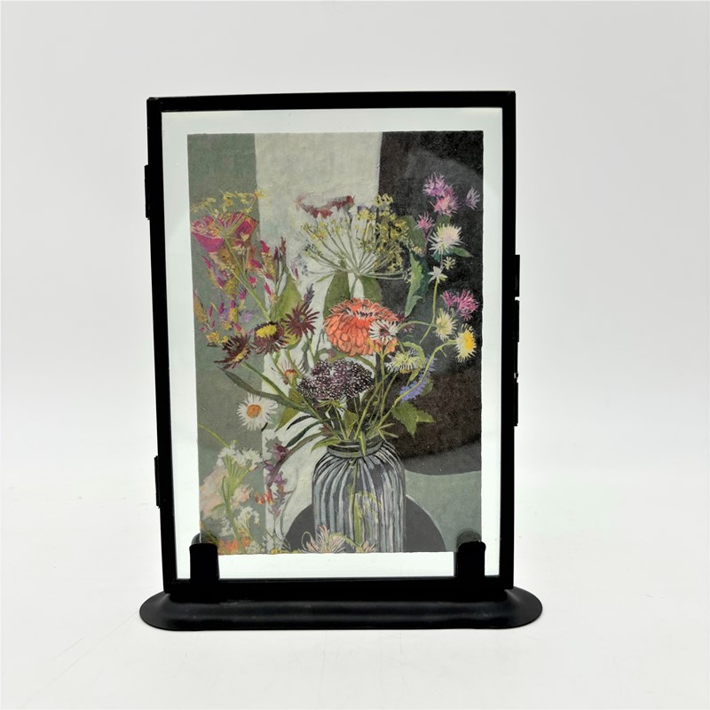 7x1.4x5.5" Black Framed Table Art, Wildflowers in Vase ©Lila Bacon BA4208