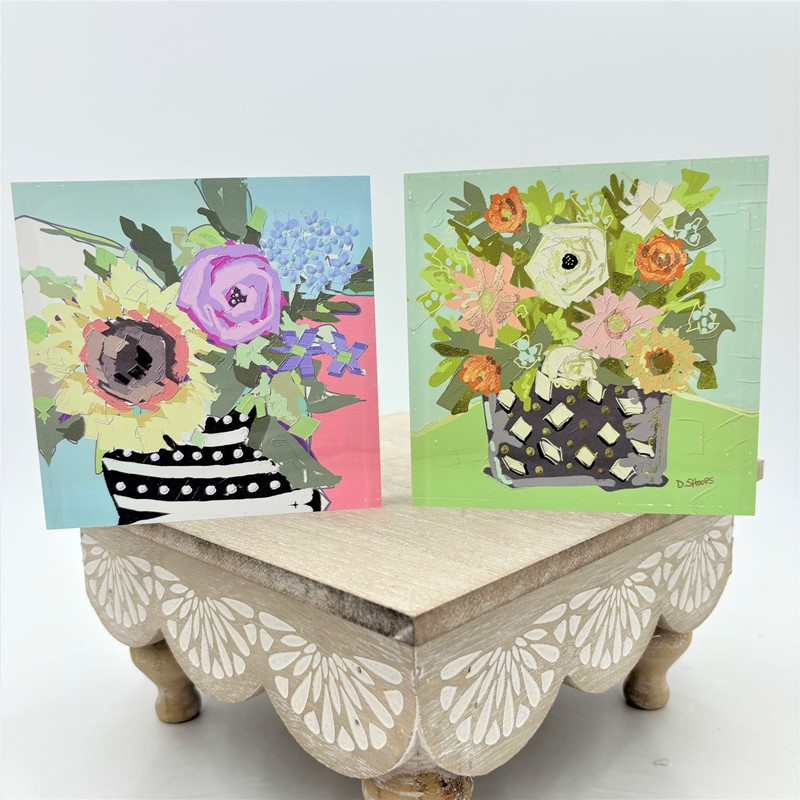 5x.8x5" Acrylic Block Sign, Florals in Black Vases, 2 asst'd ©Dana Shoops DS3019A