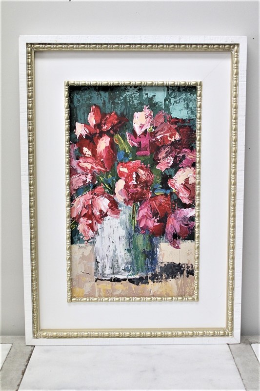 19.5x1.4x27.5" Double Wood Framed Flower Art ©Candice Boatright CB1813