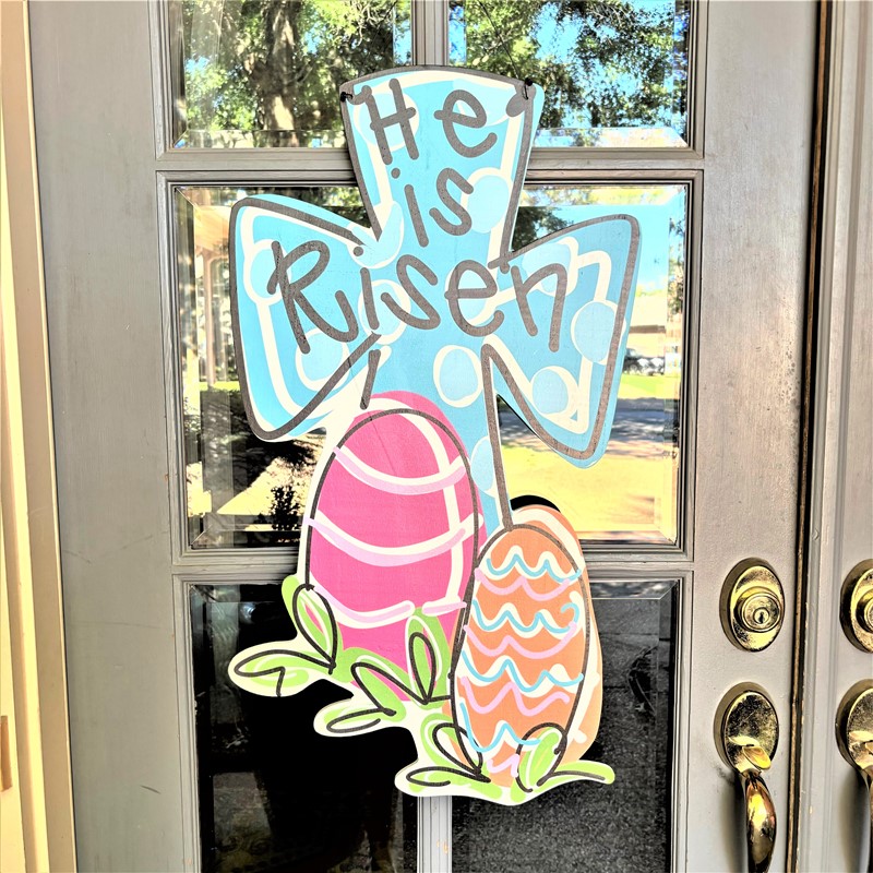 17.25x.43x29.65" Wood Cross He Is Risen Door Décor ©Jamie Jones JJ4003