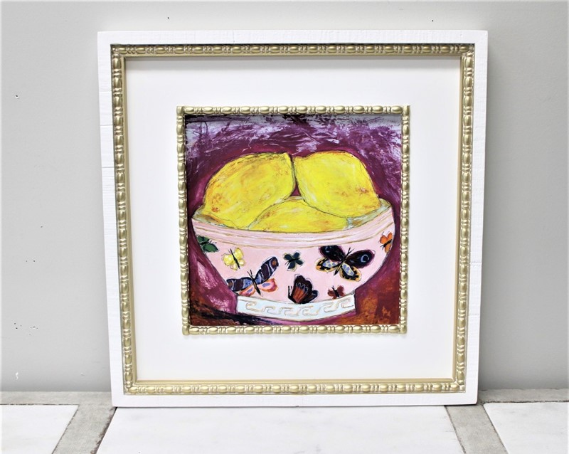 19.5x1.4x19.5" Double Wood Framed Bowl of Lemons ©Tawnya Norton TN2178