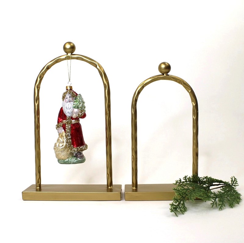 8x3x12.5" Arched Metal Ornament Display, Gold CM3055