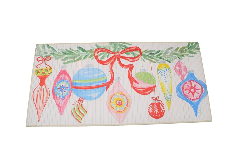 47x24" Bamboo Runner, Garland with Ornaments ©Haley Bush HBX1326