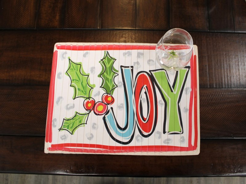 16x12" Bamboo Placemat, Joy with Holly ©Jamie Jones JJX0501