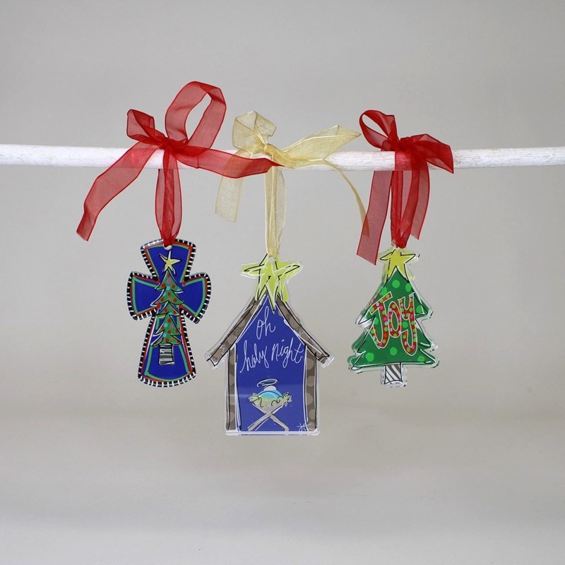 2x.3x4" Cutout Cross Ornament with Christmas Tree ©Jamie Jones JJX0506