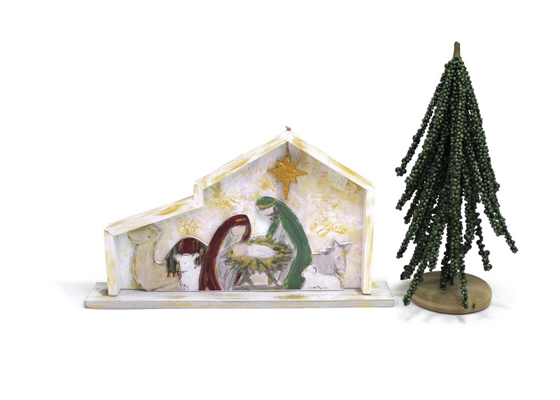 14x2x8" Layered Wood Tabletop Décor, Nativity Jewel Tones ©Tawnya Norton TNX4001