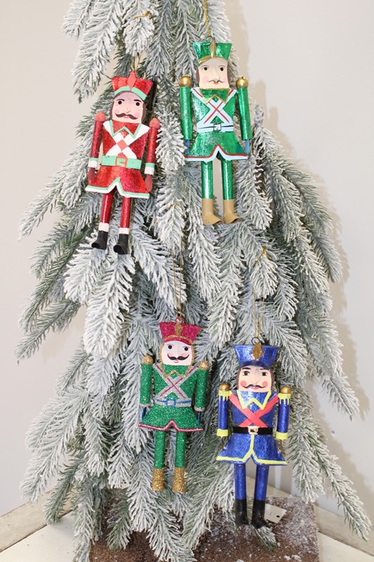 2.5x7" Tin Soldier Ornament, 4 assorted CM3242A